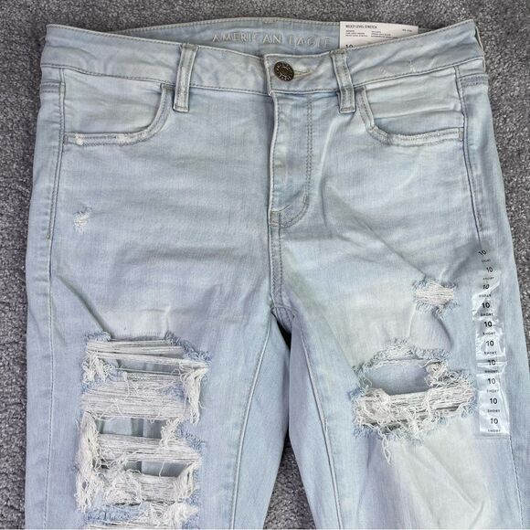 American Eagle Jegging Jeans Women's 10 Short Blue Mid-Rise Light Wash Denim - Picture 2 of 13